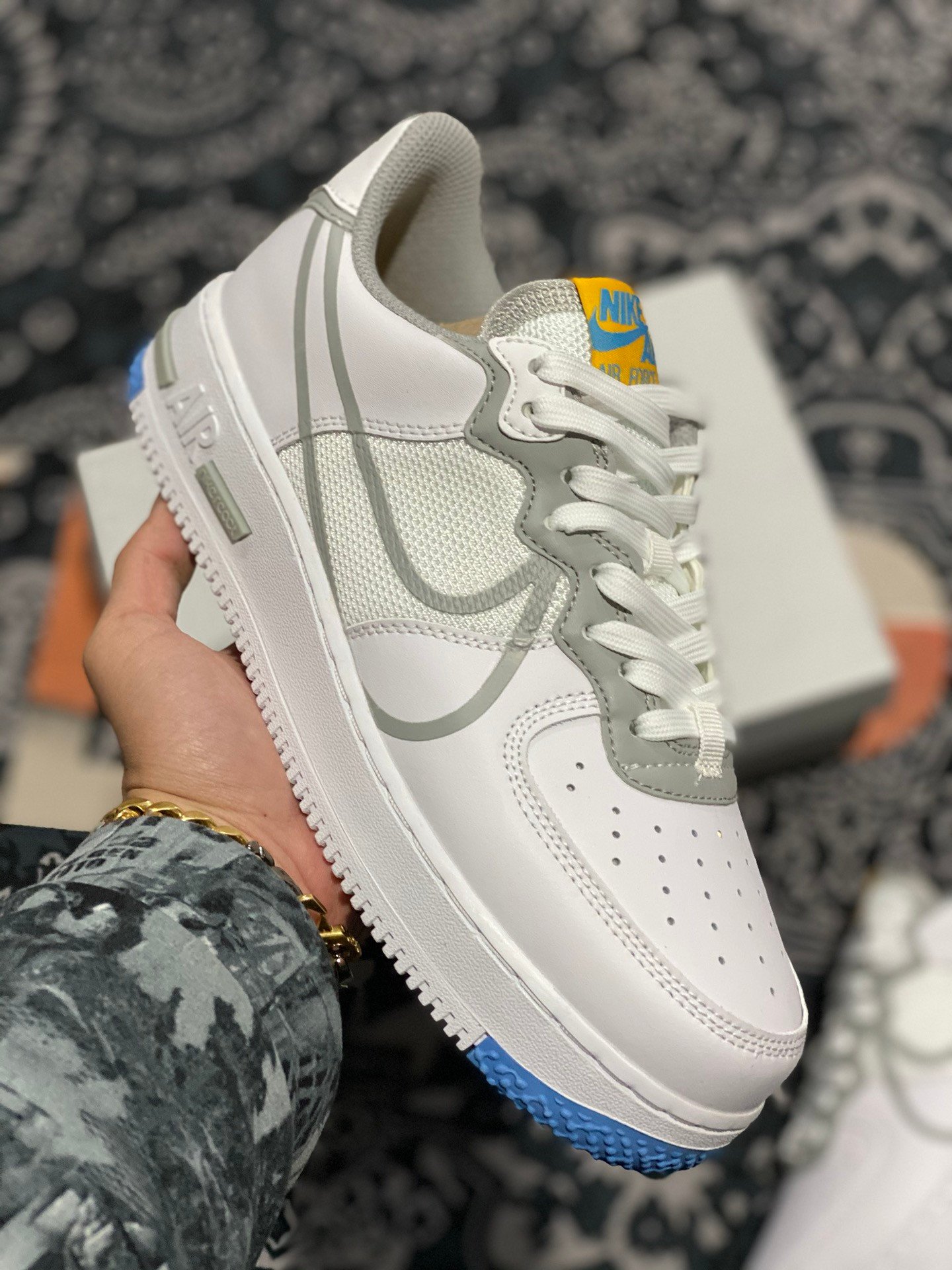 air force 1 react white grey